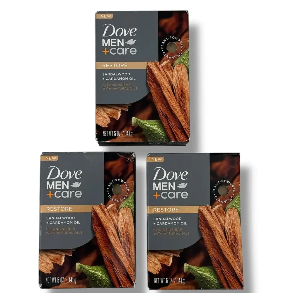 Dove MenCare Restore Sandalwood Cardamom Oil Cleansing Bar 5 oz Lot of 3